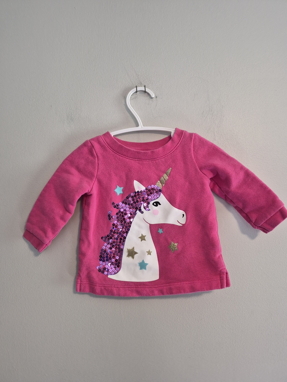 Carters 6m Pink With Purple Sequin Unicorn Pullover Sweater